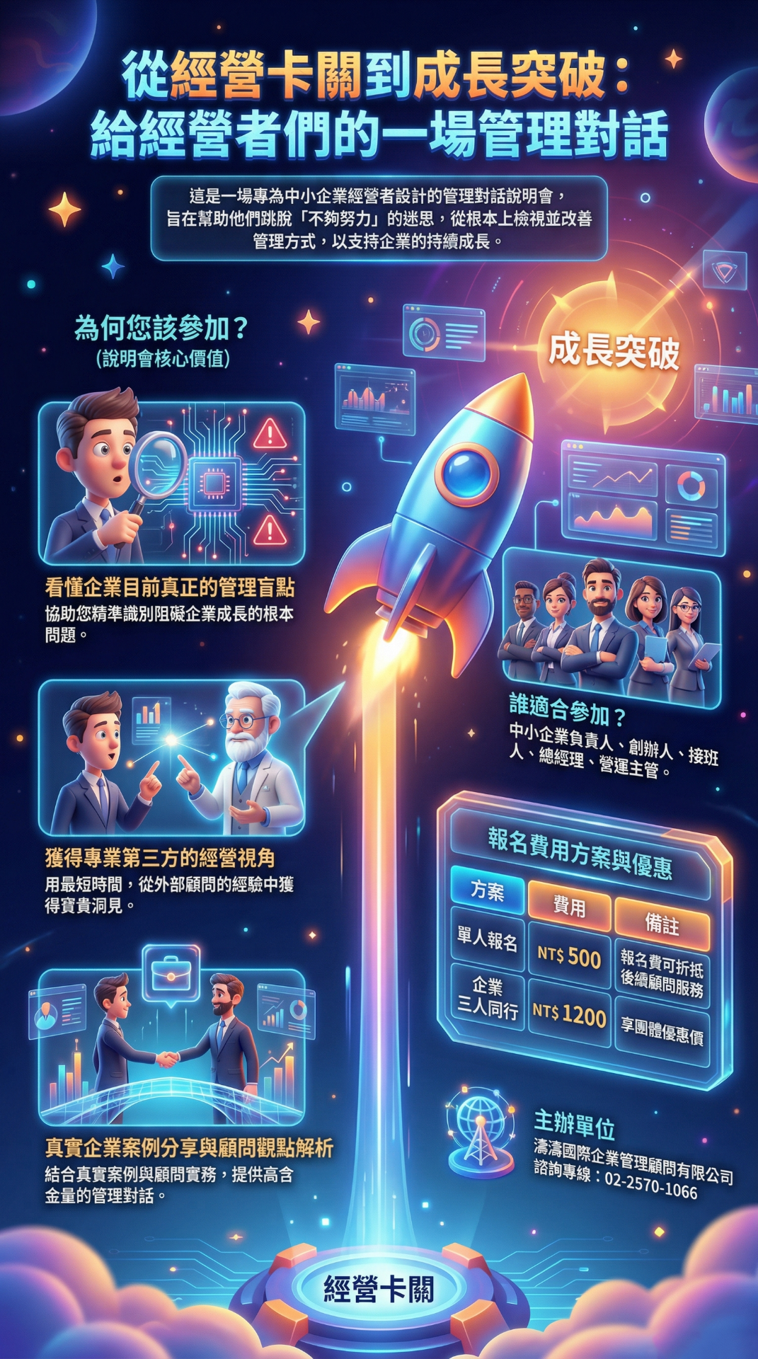 高度競爭與快速變動的市場環境，中小企業經營者往往同時身兼多職，既要顧營運、管人事、談業務，又必須思考未來成長方向。